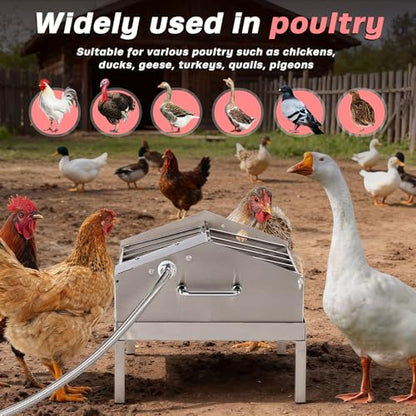 2 in 1 Automatic Chicken Waterer and Feeder, Stainless Steel Chicken Water Feeder with Float Valve Auto Fill Poultry Water Dispenser Poultry Watering Systerm for Duck Turkey Quail Pigeon