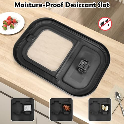 Dog Food Storage Container, 25Lbs Large Collapsible Pet Cat Food Container with Airtight Lids Wheels Handle Scoop Measuring Cup Small Container, Rice Kitchen Dry Food Storage Dispenser Bin (Black)