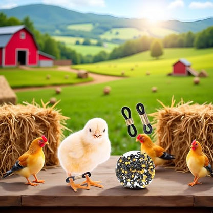 50 Pcs Black Baby Chick Splay Leg Hobble Chicken Leg Bands, Adjustable Chicken Hobble Braces for Spraddle Leg Repair Poultry Care Supplies, Bird Ducks Newly Hatched, Poultry Feeders