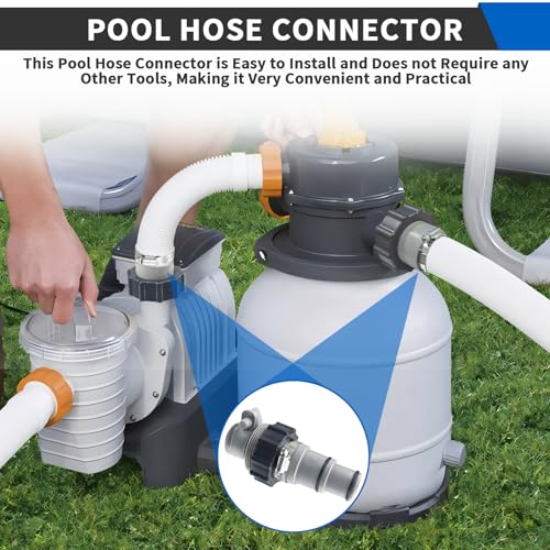 4 Pack Pool Hose Adapter, 1.5" to 1.25" Pool Hose Connector with Clamp and Washer for Intex Threaded Connection Pump Hoses Above Ground Pools Accessories