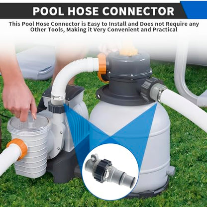 4 Pack Pool Hose Adapter, 1.5" to 1.25" Pool Hose Connector with Clamp and Washer for Intex Threaded Connection Pump Hoses Above Ground Pools Accessories
