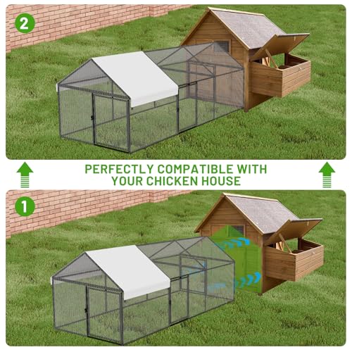 NUGRIART Metal Chicken Coop 79"×40"×40" Chicken Run with Waterproof Cover Portable Poultry Cage Walk in Hen House Outdoor Backyard Farm Animal Enclosure Crate Pet Playpen Exercise Pen for Rabbit Duck - size: 79.0"L x 40.0"W x 40.0"H