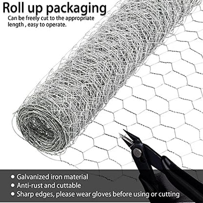 Chicken Wire Fencing, 6ft x 150ft Hexagonal Galvanized Chicken Wire Mesh Fence 2 Inch Mesh Fence Poultry Netting Animal Barrier for Craft Projects Gardening Chicken Coop Rabbit Pet - size: 6ft x 150ft