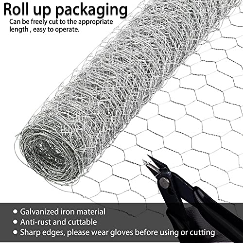 Chicken Wire Fencing, 6ft x 50ft Hexagonal Galvanized Chicken Wire Mesh Fence 2 Inch Mesh Fence Poultry Netting Animal Barrier for Craft Projects Gardening Chicken Coop Rabbit Pet - size: 6ft x 50ft