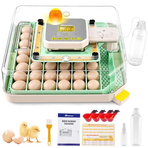 Sailnovo 48 Egg Incubator for Hatching Eggs with Auto Egg Turning, Precise Temp & Humidity Control, 360°Viewing, Egg Candler, Incubator for Chicken Eggs/Duck/Quail,Ideal for Farm/School/Lab,Green - color: Green