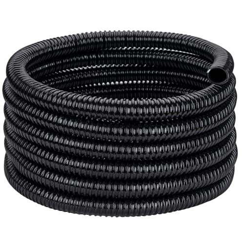Pond Tubing ID 2" × 50ft Black Corrugated Flexible Pump Hose | Reinforced Water Suction Drain Tube Pipe for Waterfall Pond Filter Fountain Garden, Non-toxic Kinkproof (50 ft, 2" ID) - size: 2" ID, style: 50 ft