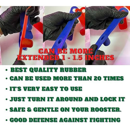 A.D.P. R5 2Pairs Red & Blue Color, Rooster Booster Chicken Mitt Safety Poultry Bird Botas para GALLOS BREEDING Supplies Leg Protect & Care, Best Rubber - color: Red & Blue R5