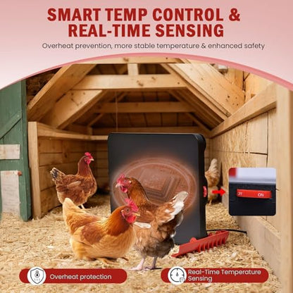 200W Chick Brooder Heater Plate, 2-in-1 Adjustable Radiant Brooder Plate for Chicks & Poultry, Smart Thermostat, 16"x12", Safe & Energy Saving, Ideal for Brooders & Small Chicken Coops