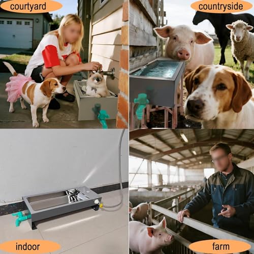 Self Filling Stainless Steel Livestock Water Trough,Stainless Steel Large Capacity Self Filling Animal Drinking Bowl,Automatic Water Replenishment,for Pigs,Cattle,Sheep and Horses