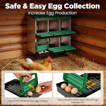 Eggluuz Chicken Nesting Box, 6 Compartments Egg Laying Nests Boxes for Hens - size: 6 Holes