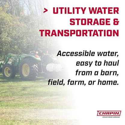 Chapin 98142 Water Storage Tank, 40‑Gallon, Utility Water Supply, Translucent Chemical‑Resistant Poly Tank, 6" Wide Cap, 2" Drain & Garden‑Hose Port for Farms, Acreage, Gardens & Orchard - size: 40-Gallon
