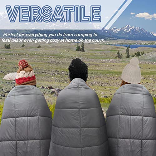 Outdoor Puffy Camping Blanket, Lightweight Down Alternative Puffy Printed Camping Large Ultra Warm Hammock Top Quilt Waterproof Blanket for Traveling Picnic Beach Party Cold Weather (Gray) - color: Gray