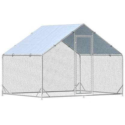 Large Metal Chicken Coop Walk-in Poultry Cage Hen Run House Habitat Spire Shaped Cage with Waterproof and Anti-Ultraviolet Cover for Outdoor Backyard Farm Use (6.5’ L × 9.84’ W) - size: 6.5’L x 9.84’W