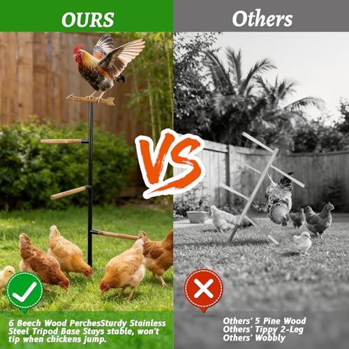 Yohsnor 58 Inch Chicken Perch - Sturdy and Stable Roosting Bars for Chickens, Multi-Functional Walk-in Run Toys, Safe, Durable Ideal for Poultry and Parrots