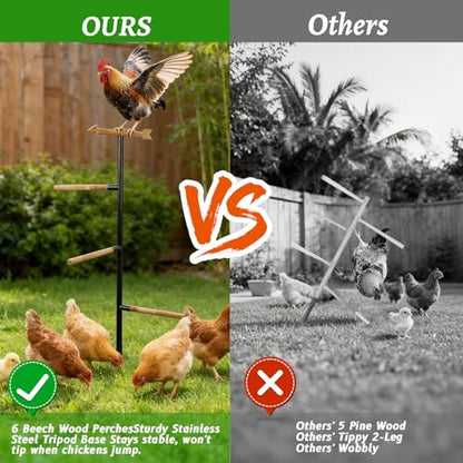 Yohsnor 58 Inch Chicken Perch - Sturdy and Stable Roosting Bars for Chickens, Multi-Functional Walk-in Run Toys, Safe, Durable Ideal for Poultry and Parrots
