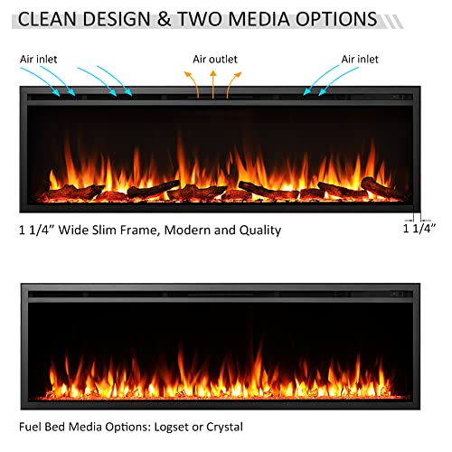 LegendFlame Austin in Wall Recessed & Wall Mounted Electric Fireplace (60") - size: 60"