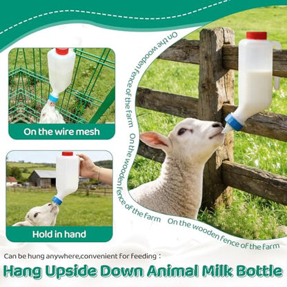 2 Pack 800ml Lamb Feeding Bottle,Hang Upside Down | Goat Feeder Bottles, Animal Milk Bottle,With Scale, Reusable, Goat Nursing Bottles ,For Lamb Goats Dog Cat Piglet