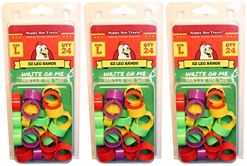 Happy Hen Treats 72 Count EZ Leg Bands, Large, Write-On Chicken Identification