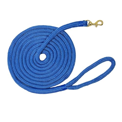 Double Nylon Horse Lead Ropes – 10FT / 15FT Durable Lightweight Lead Ropes for Horses with Snap Hook (Blue, 15FT) - color: Blue, size: 15FT