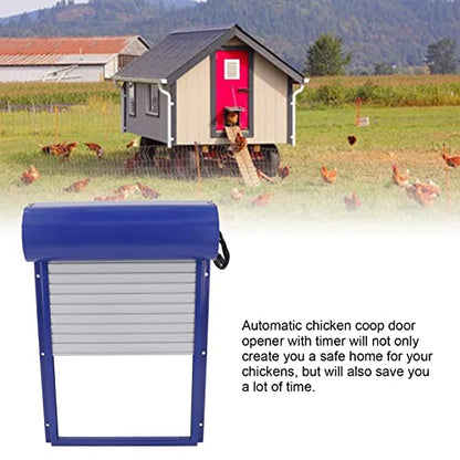 Alomejor Automatic Chicken Coop Door, Solar Powered Programmable Timer Control with HD LED Display for Chicken Duck Goose Poultry Coop Accessory