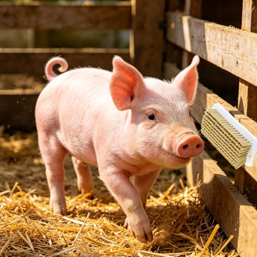 2 Pcs Pig Enrichment Toy, Self-Grooming and Scratch Brush for Mini Pigs, Encourage Natural Behavior, Relieve Stress, Suitable for Installation on Outdoor Trees, Fences, Wooden Stakes, and Pigsties