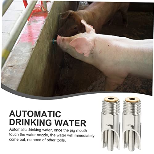 Happyyami 5pcs Guinea Pig Water Dispenser Pig Water Nipple Piglets Waterer Stainless Steel for Efficient Livestock Feeding