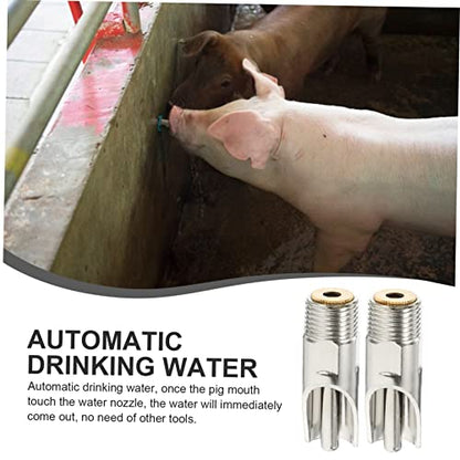 Happyyami 5pcs Guinea Pig Water Dispenser Pig Water Nipple Piglets Waterer Stainless Steel for Efficient Livestock Feeding