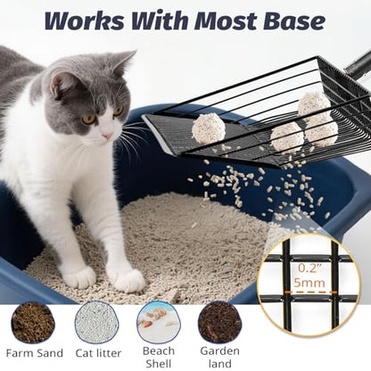 2PC Chicken Coop Scoop & Rake, 10" Heavy Duty Sifting Shovel, 62" Adjustable 3-Length Handle, 15" Manure Rake for Sand, Leaves & Animal Waste