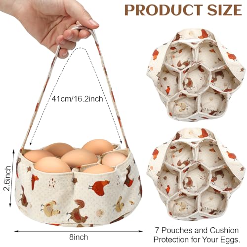 Sweetude 2 Pieces Egg Basket Mini Egg Collecting Bags Gathering Basket with 7 Pouches for Farmhouse Chicken Hen Duck Goose Housewife Garden Transporting Storage, 8 x 2.6 Inch(Retro) - color: Retro
