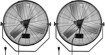 Simple Deluxe 24 Inch Industrial Wall Mount Fan, 3 Speed Commercial Ventilation Metal Fan for Warehouse, Greenhouse, Workshop, Patio, Factory and Basement - High Velocity, black - size: 24 Inch, style: 2 Pack