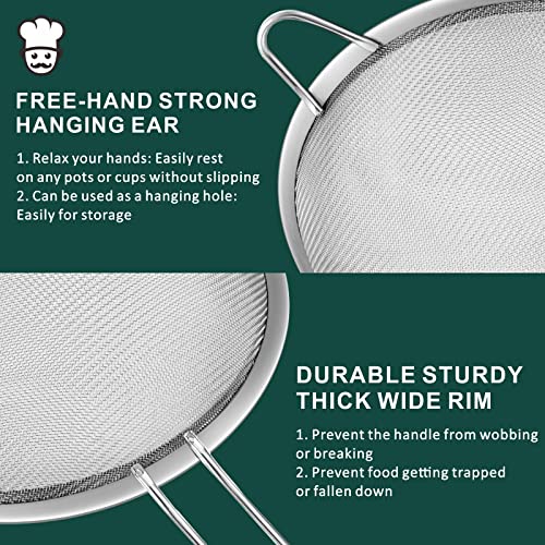 Yimi Fine Mesh Strainers Skimmers Set of 4, Stainless Steel Sieve Strainer Wire Sifter Colanders with Anti-Scald Handle,Kitchen Utensil Ideal for Strain Pasta Quinoa Rice, Ideal for Gift - size: 4-Piece Fine Mesh Strianer Set for Baking