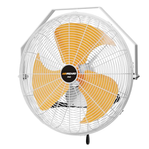 18" Outdoor Wall-Mounted Metal Fan IPX4 Waterproof 5200 CFM - 3-Speed Adjustable Industrial Grade Fan with Sealed Motor for Patio, Garage, Greenhouse, Deck & Pergola (UL Listed)