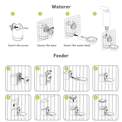 Automatic Pet Food Water Dispenser, Auto Gravity Pet Feeder Water Bottle Set for Cage, Feeding Station for Puppy Kitten Rabbit Guinea Pigs Chinchilla Ferret Hedgehog (Blue) - color: Blue