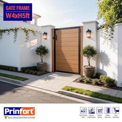 4x5FT (46.78"W X 59"H) 201 Stainless Steel Anti Sag Wooden Fence Gate Kit Heavy Duty Garden Gate Frame Hardware Kit Reinforcement (Left/Right Free-Installation) - size: W4xH5 FT