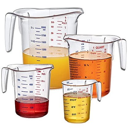 Amazing Abby - Melissa - Plastic Measuring Cups (4-Piece Set), Food-Grade Measuring Jugs, 1/2/4/8-Cup Capacity, Unbreakable, Stackable, Dishwasher-Safe, Great for Oil, Vinegar, Flour, and More - style: 4-Piece Set (1/2/4/8-Cup)