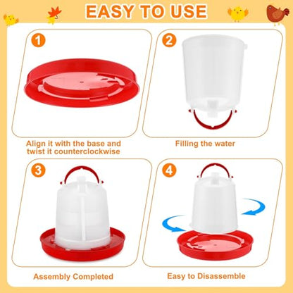 12 Pcs Chick Waterer and Feeder Kit 12-Hole Flip-top Chicken Feeders 1 L Chicken Water Dispenser 1.5 L Hanging Waterer & Feed Scoop Chick Starter Kit for Poultry Brooder