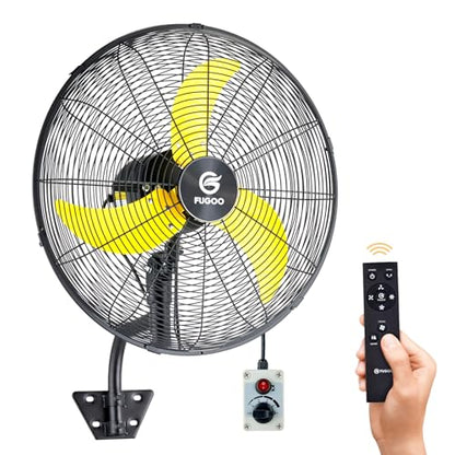 FUGOO 24" Quiet Outdoor Oscillating Wall Mount Fan With Remote Control,All Sealed BLDC Motor,4-Speed Waterproof Outdoor Fan, Heavy Duty Industrial Wall Fans for House,Patios,Garage,Warehouse 5000CFM - size: 24-inch+R