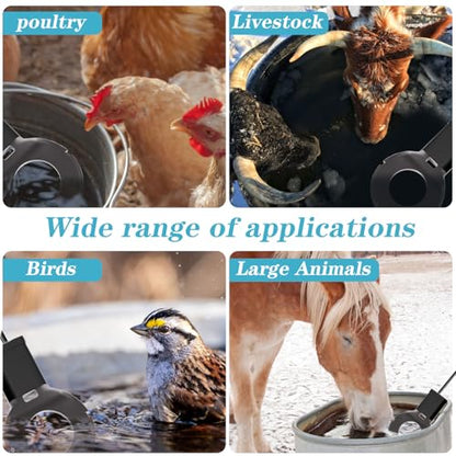 2Pack 500 Watt Pond De-Icer with Thermostat, Cast Aluminum Submersible Bird Bath Heater, Heated Chicken Water, Power Cord 9.8 Ft - size: 500W