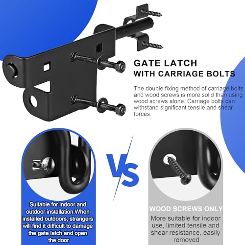Heavy Duty Slide Bolt Gate Latch with Padlock Hole - Universal Security Lock for Wooden Fence, Metal Gate, Shed Door-3 - size: 3 Pack