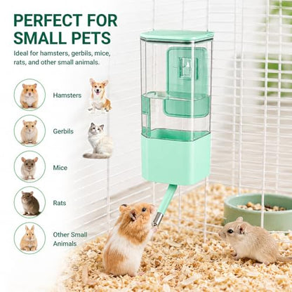 47OZ No-Drip Small Animal Water Bottle, Large Capacity Leakproof Hanging Pet Water Dispenser for Cage Crate, Water Feeder for Guinea Pig, Hamster, Rabbit, Ferret, Chinchilla (Green) - color: Green