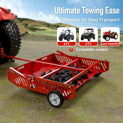 Efficraft Heavy Duty 2-in-1 Manure Fork & Tow Behind Trailer Manure Scoop, Yard Sweeper for Horse Manure, Versatile Lawn Sweeper, and Efficient Drag Manure Collector for Easy Cleanup
