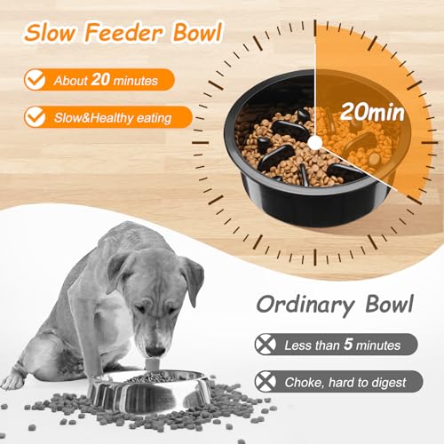 COMESOON Slow Feeder Dog Bowl, Slow Down Eating Anti-Choking Bloat Stop Maze Design Dog Dishes Fit for COMESOON Bowl Stand DB-G03/DB-B03, Black - color: Slow feeder bowl