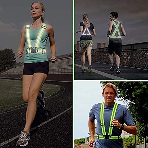 Chiwo Reflective Vest Running Gear 2Pack, High Visibility Adjustable Safety Ves for Night Cycling,Hiking, Jogging,Dog Walking - color: Green Orange