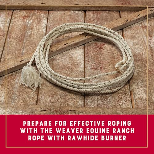 Weaver Equine Waxed Nylon Ranch Rope, Lightweight Cowboy Lasso Rope for Cattle Handling, Training, Natural Costume Prop for Rodeo, 7/16" x 30'