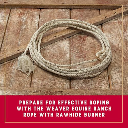Weaver Equine Waxed Nylon Ranch Rope, Lightweight Cowboy Lasso Rope for Cattle Handling, Training, Natural Costume Prop for Rodeo, 7/16" x 30'