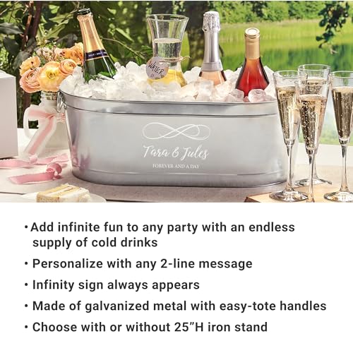 Let's Make Memories Personalized Beverage Tub - Custom Beverage Tub - Entertaining Must-Have - Galvanized Drink Tub - 5.5 Gallons - With Stand - Infinity Sign + Custom Message - color: Infinity Sign, size: With Stand