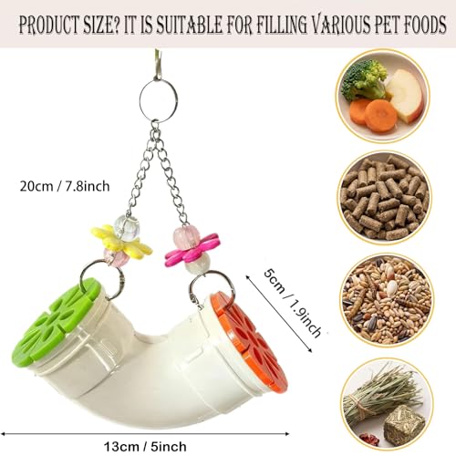 Rat Enrichment Toy, Mouse Interactive Foraging Toys for Various Treats, Slow Feeder Hanging Fancy Mice Cage Accessories Tube Treat Dispenser Rodent Puzzle Toys for Rats Guinea Pig Small Pet Parakeet