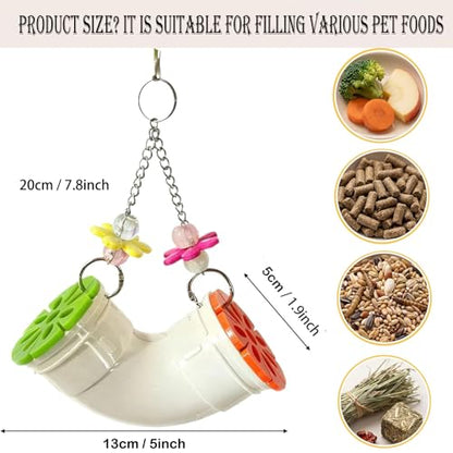 Rat Enrichment Toy, Mouse Interactive Foraging Toys for Various Treats, Slow Feeder Hanging Fancy Mice Cage Accessories Tube Treat Dispenser Rodent Puzzle Toys for Rats Guinea Pig Small Pet Parakeet