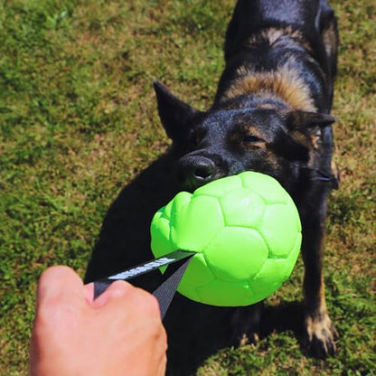 Dingo Gear Dog Ball with 1 Handle, Faux Leather, Green 7in - color: Green Ball, size: 7"