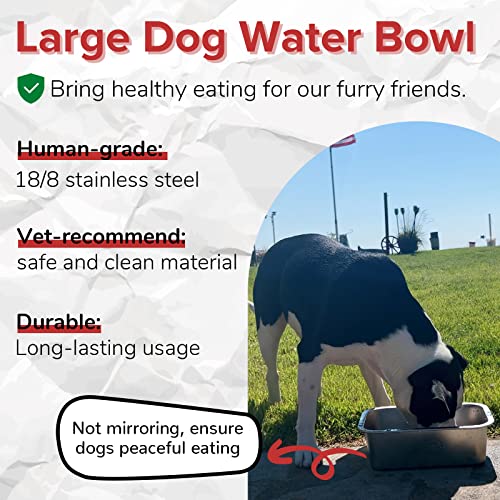 PEDAY 1.2 Gallon Large Dog Water Bowl, 18/8 Human Grade Stainless Steel - Silver Classic - color: Silver Classic, size: 1.2 gallon